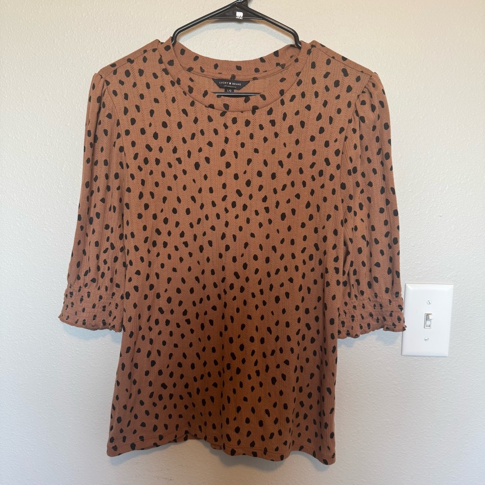 Lucky Brand Cheetah Print Blouse Size Large